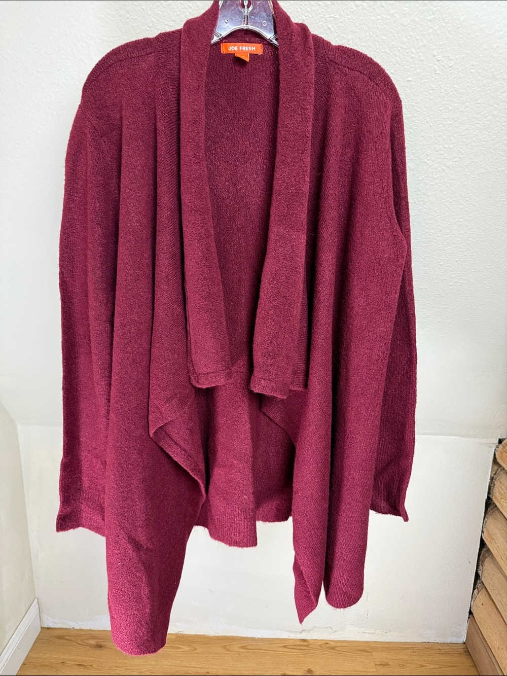 JOE FRESH Waterfall Front Sweater Maroon Size Large